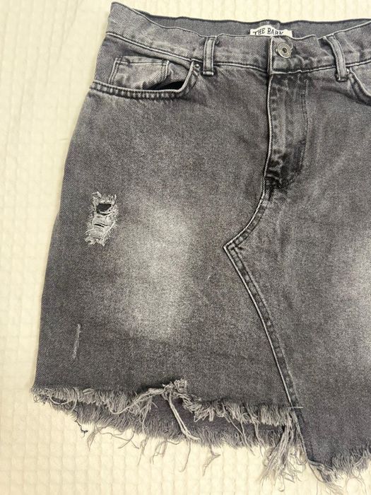 The Bark Fustă din denim gri mini destroyed mărimea 36 / S