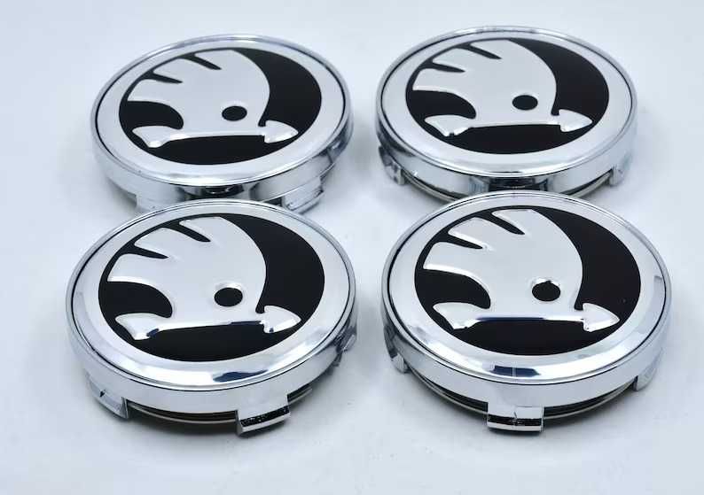 Set 4 Embleme Jante Aliaj 56MM / 60MM SKODA, Capace Roti Emblema Sigle