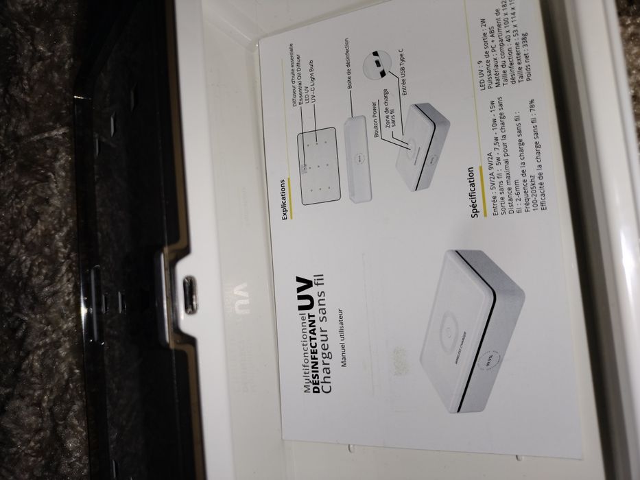 Incarcator wireless, dezinfectact UV