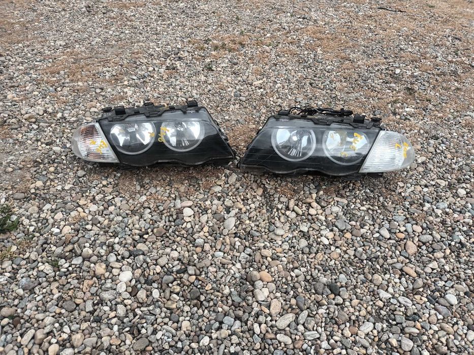 ляв и десен фар и мигач за бмв е46 с ангелски очи /рингове/ BMW E46