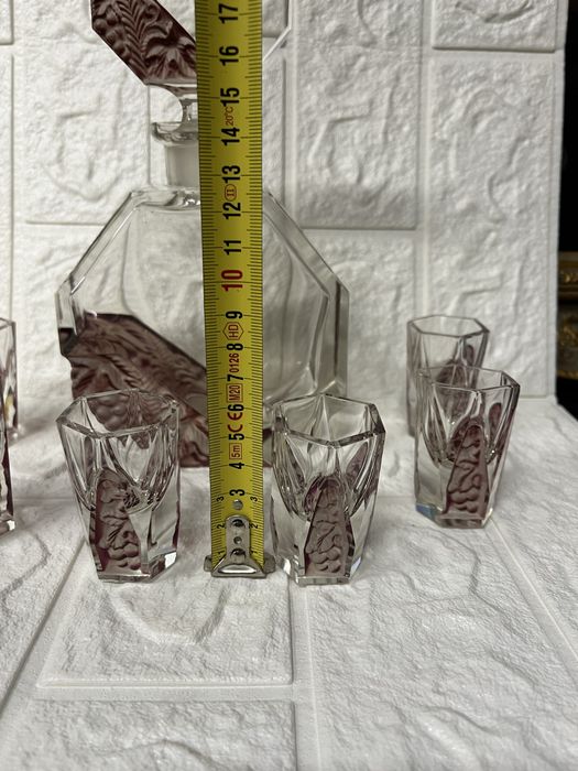 Винтидж гарафа с шест чашки-шотчета-Бохемия,Чехия