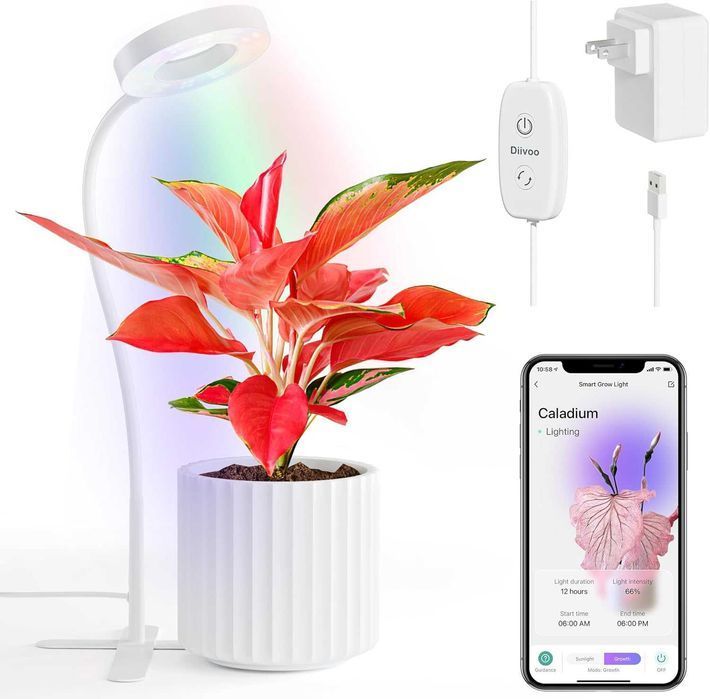Lampa smart Diivoo pentru plante, LED full spectrum, reglabila