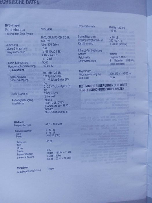 DVD, CD, MP3 ,USB  TV  Radio