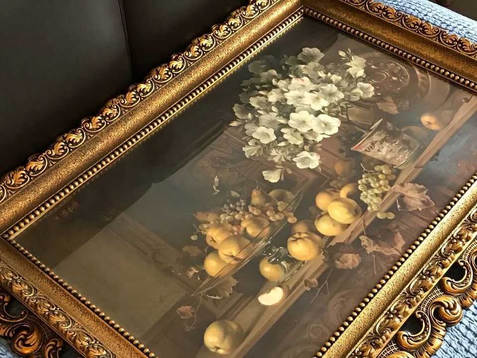 разкошна голяма позлатена рамка масивно дърво