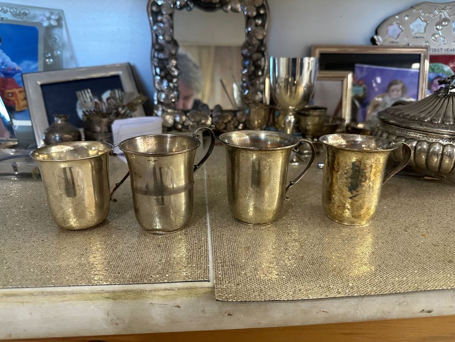 Сребърни чаши за вода или чай кафе. Масивно сребро 925