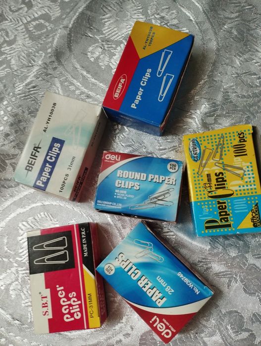 Скрепки для бумаги никелированные, новые
