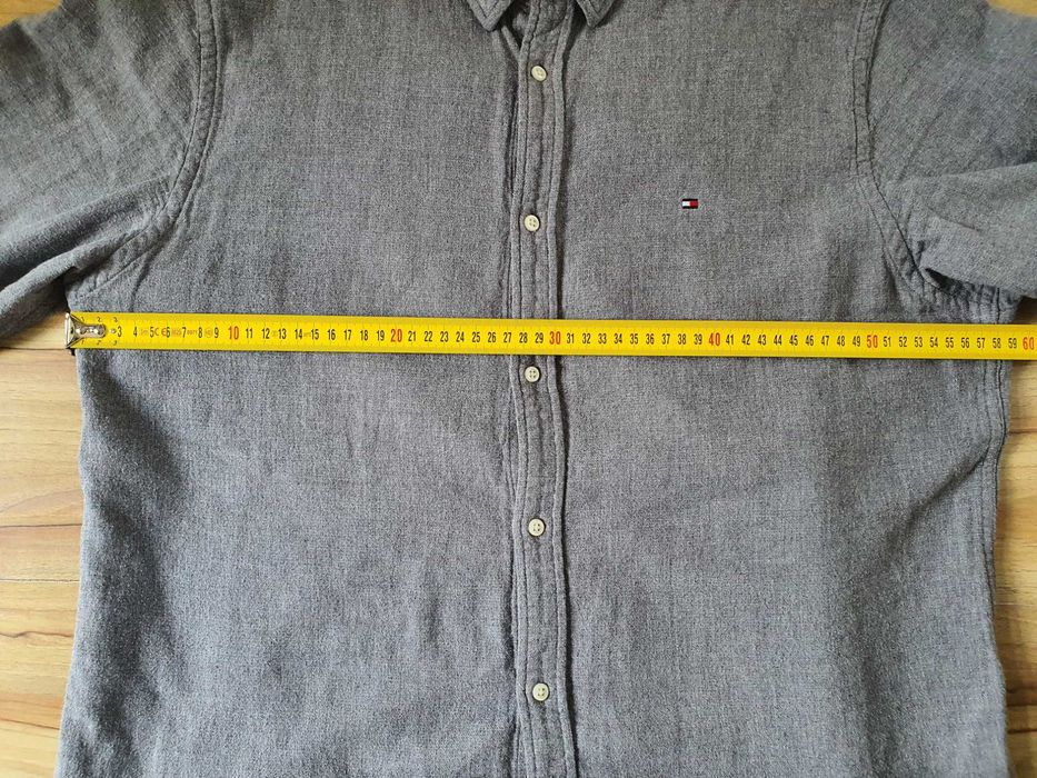 Tommy Hilfiger риза XL Regular Fit 100% памук сива, плътна материя