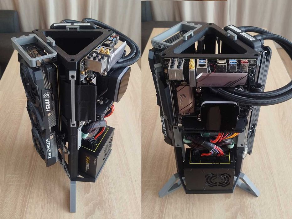 Carcasă PC Custom 3D Printed - Triunghi ITX Tower - Design Unic Open