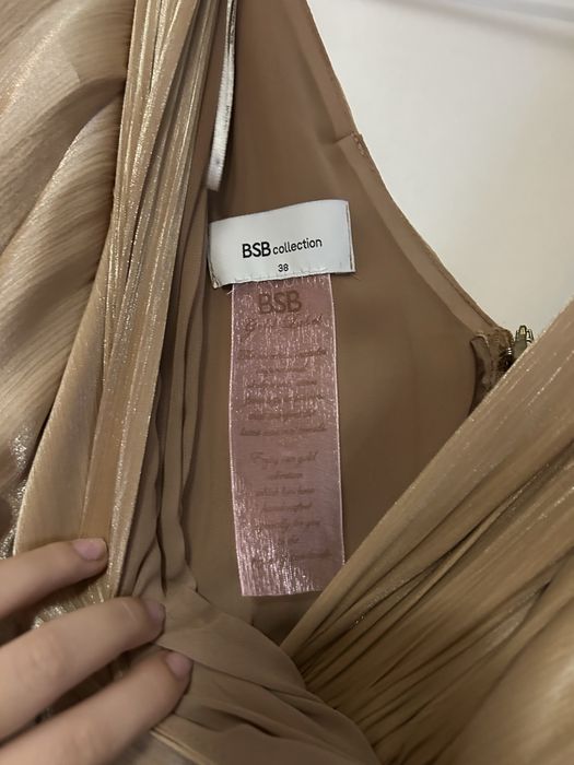 Rochie lungă BSB Collection mărimea 38 – elegantă, aurie, plisată