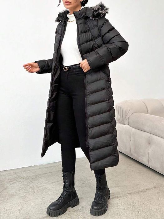 Дамско зимно дълго яке с пух
