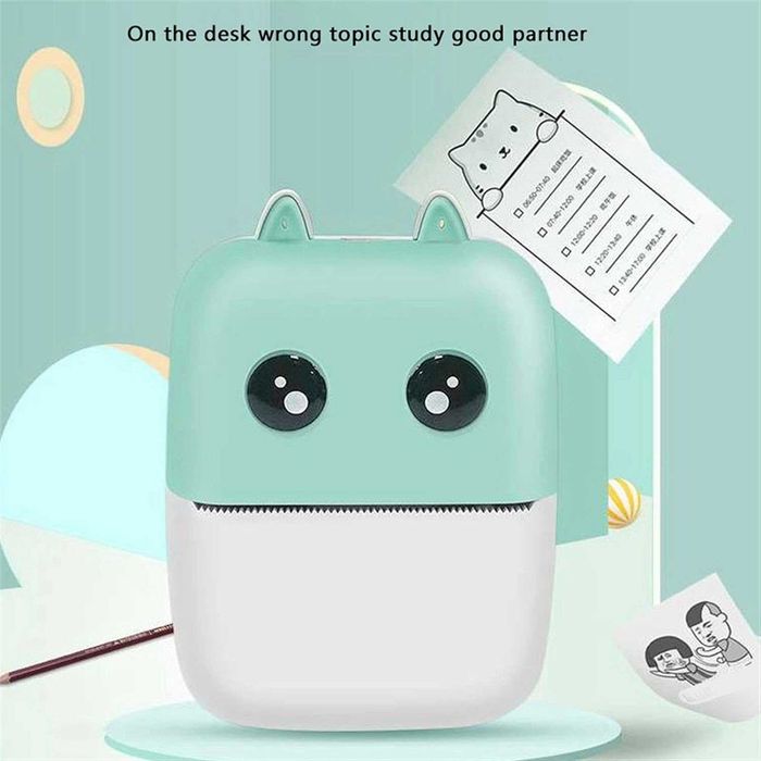 Термален принтер за етикети, термичен мини принтер за картинки - розов