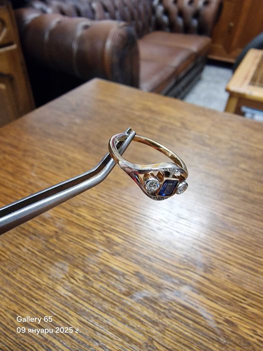 ‼️Златен Пръстен със Сапфир и Диаманти‼️ - Заложна къща Галерия 65