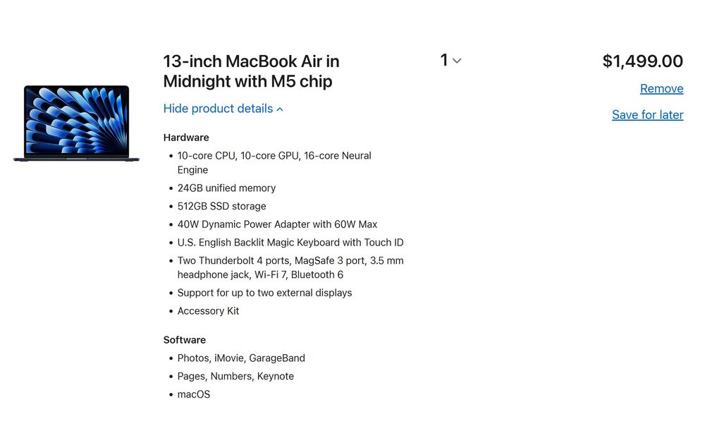 MacBook Air 13 M5 24GB 512GB