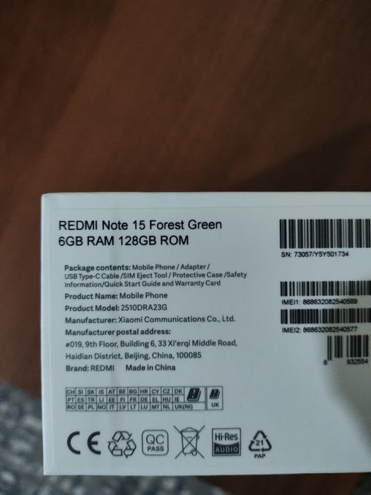 Redmi note 15 karobka dokument