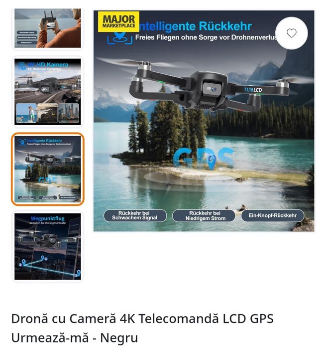 Drona 4k GPS neagra