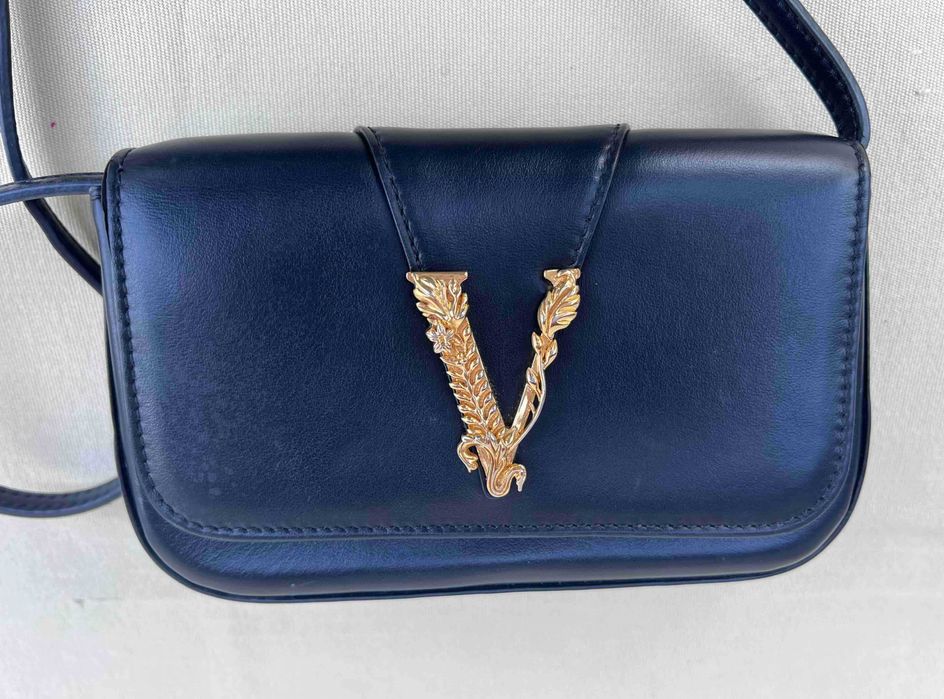 Versace Virtus Superba Geanta Umar Postas Piele Negru Original
