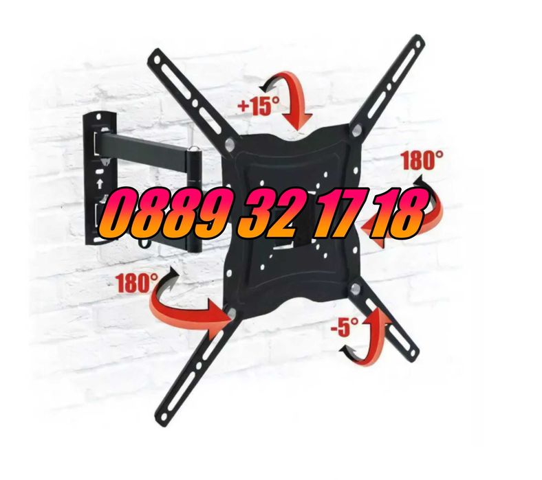 Въртяща стойка за телевизор за стена 14-55", подвижна стойка до 50кг