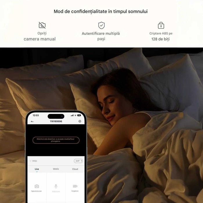 ieGeek Cameră de interior SC 1 Pro 5MP Ultra HD, conexiune Wi-Fi, Unghi de Vizualizare 360, Audio Bidirecțional, Viziune Nocturnă prin Infraroșu