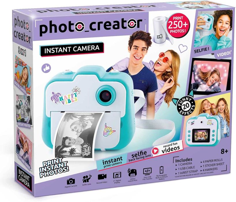 Canal Toys Photo Creator камера за моментално печатане – снимки, селфита и видео – термохартия за 250 снимки – LCD екран. 8+