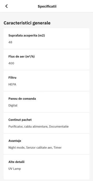 Purificator aer TESLA Air 6 Max, 3 trepte viteza, Hepa, UV Lamp, alb