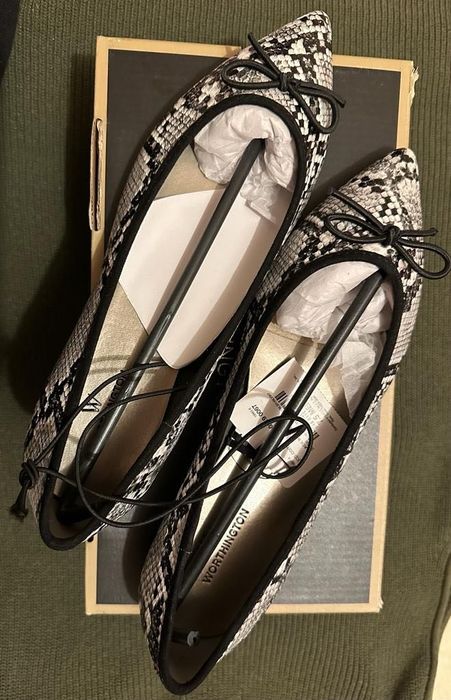 Pantofi Primavara "Black White Snake" Balerini Dama Varf Ascutit