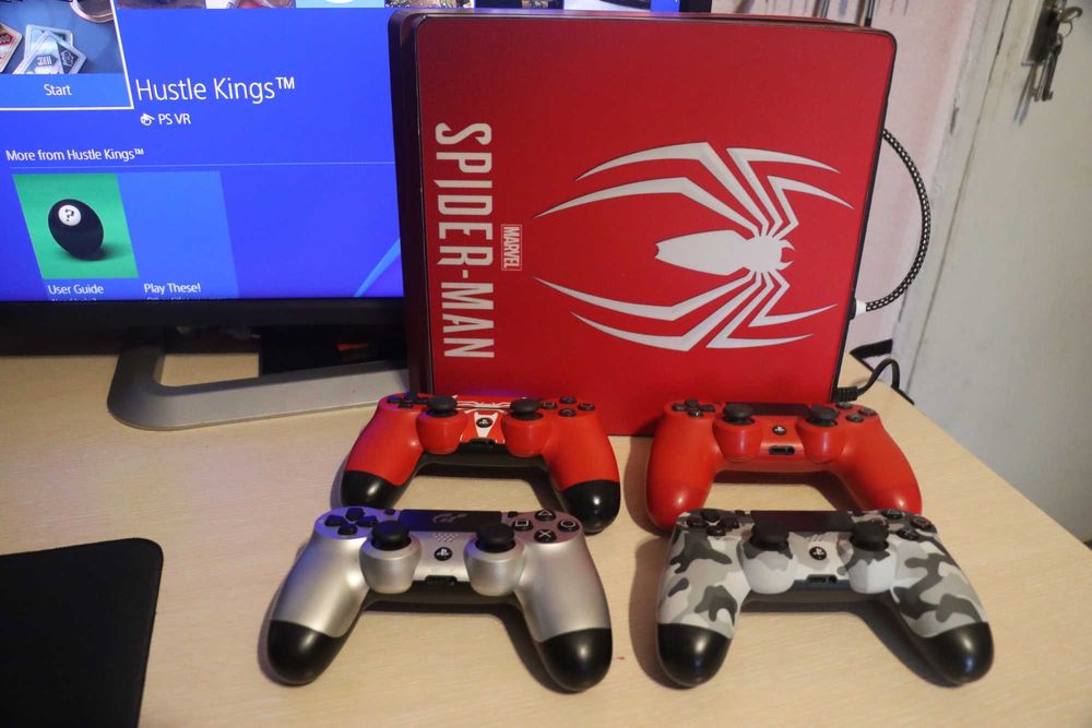 С ГАРАНЦИЯ 1Г Sony PlayStation 4 Slim SW PS4 Spider-Man профилактиран 750 GB Spider Man Limited edition 5 ПС4 Плейстейшан Плейстейшън PS 4 тестван