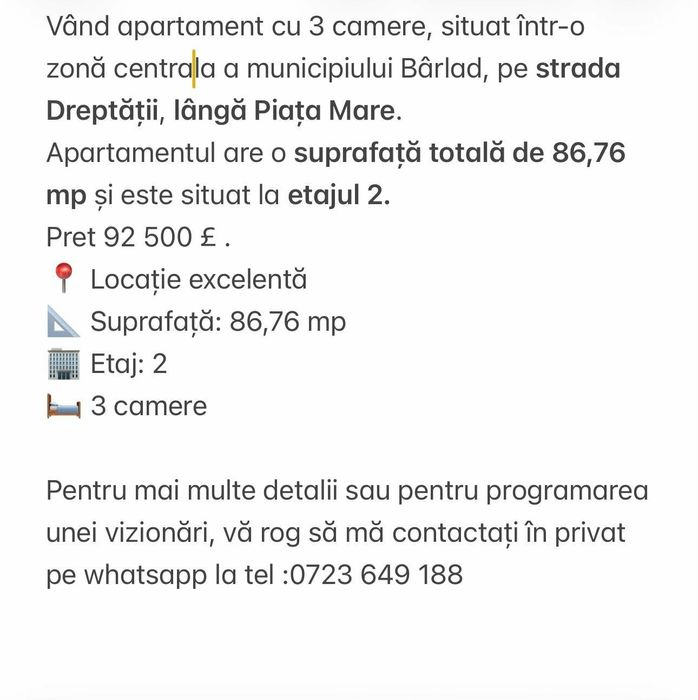 Vând apartament 3 camere