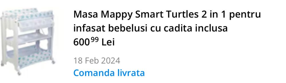 Masa pentru infasat bebelusi cu cadita inclusa