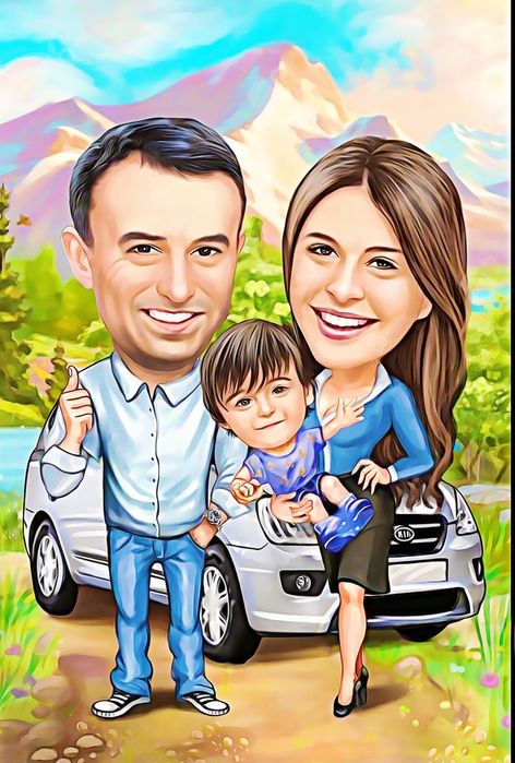 Семейна Карикатура по снимка