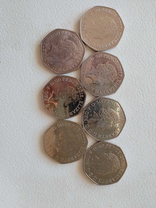 Английски Монети 50p Английски Пенса в Чест на Любимите Животни на Цяла Великобритания