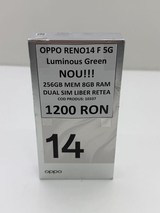 OPPO Reno14 F, Dual SIM, 8GB RAM, 256GB, 5G, Luminous Green - Nou