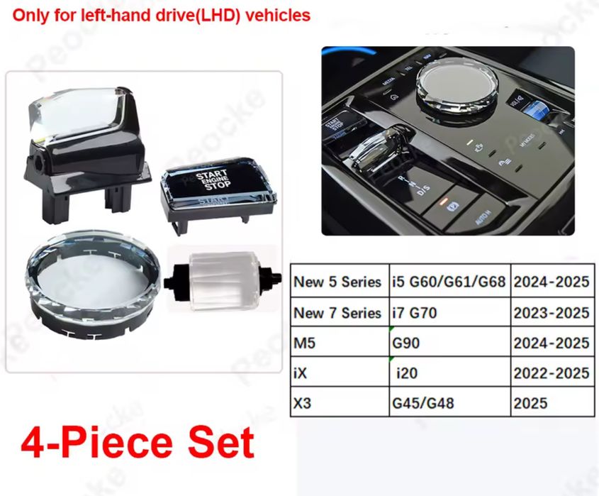 Set Crystal Cristal Joystick Bmw Seria 5 7 IX i5 i7 G60 G61 G70