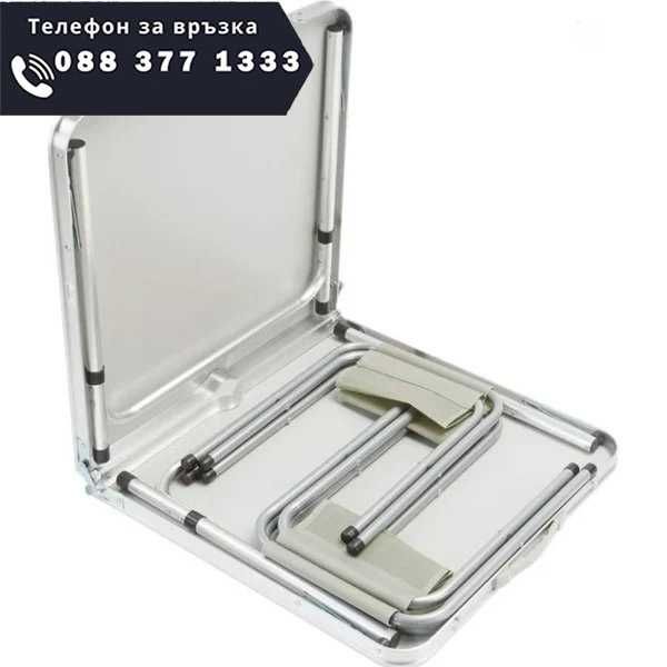 НЕМСКА Преносима Алуминиева Маса WerkBull 4 Стола 90x70x70 + ЛЕД ФЕНЕР