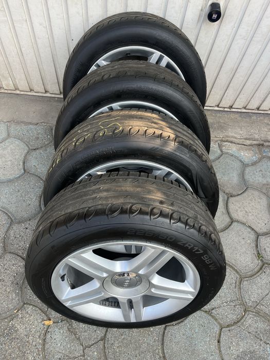 Jante aliaj 5x112mm, anvelope 225/50 R17, Audi A4 B6, B7, A6 C6, A3