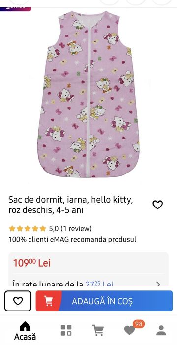 Sac de dormit fetita 110 cm