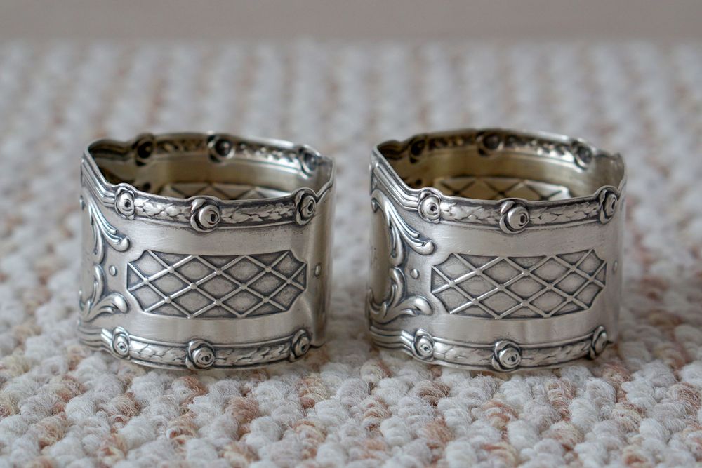 Set doua inele de servetele din argint 800 Germania