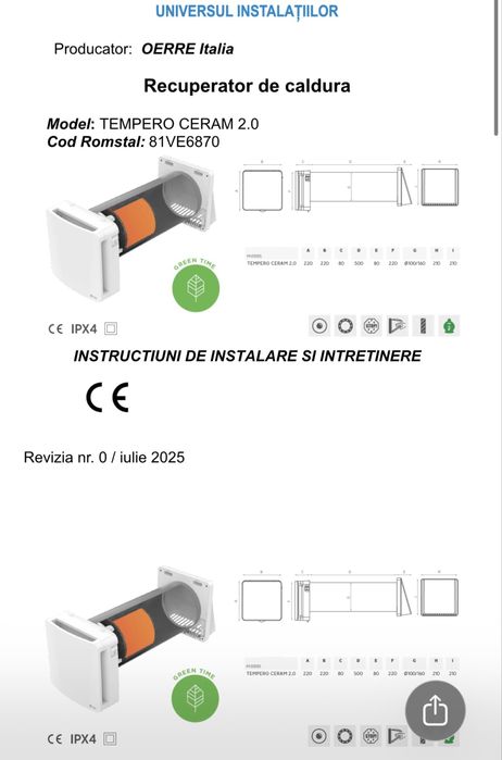 Recuperator Caldura