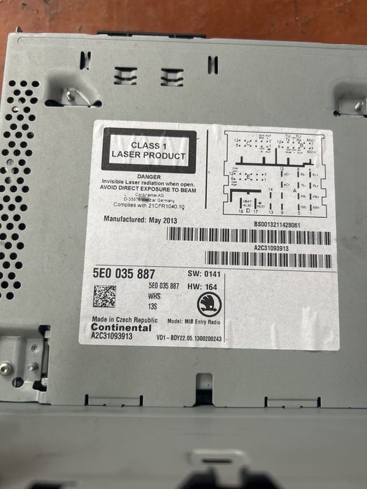 Radio RCD Skoda octavia 3 an 2013-2017 , 5E0035887