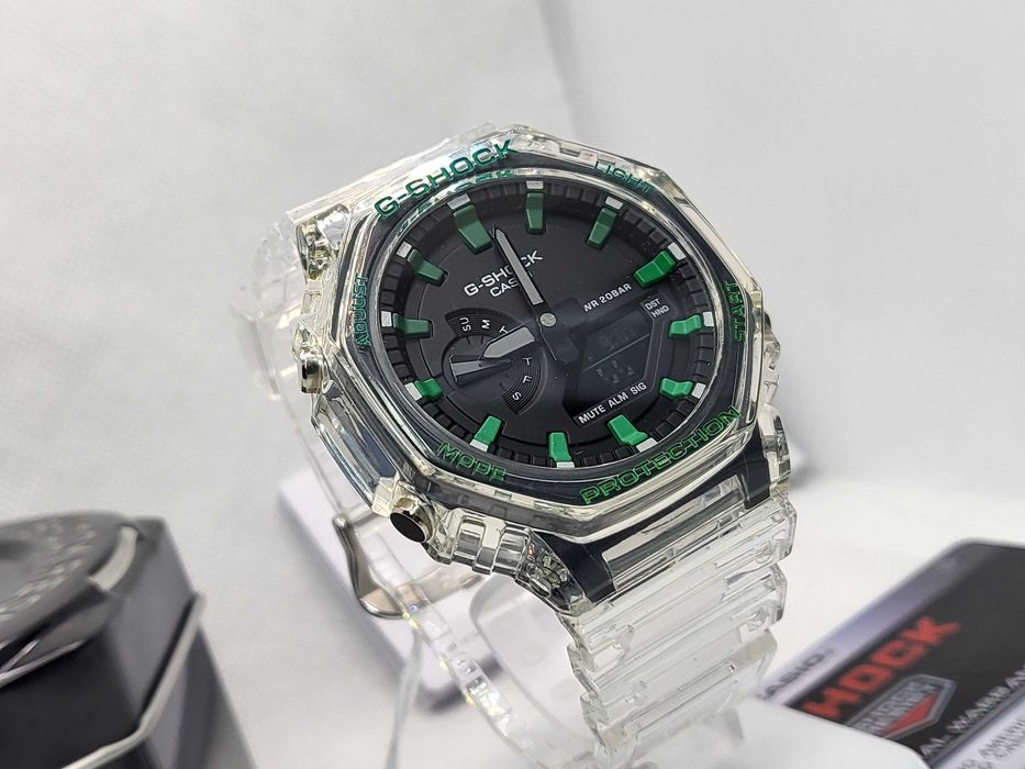 Ceas Sport Casio g shock ga 2100 Jellyfish , Transparent verde , Nou,Garantie 2 ani