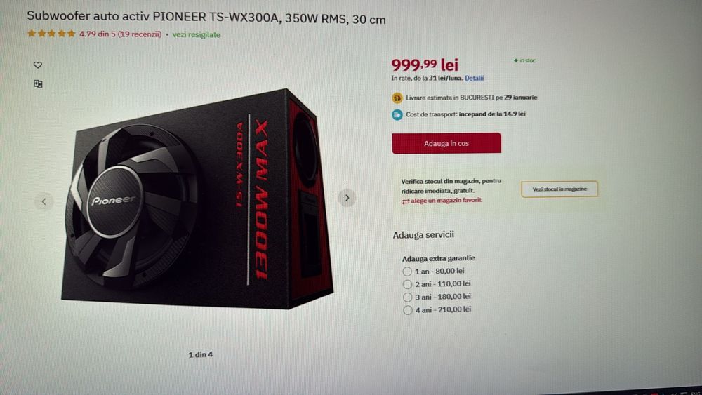 Vând sowboofer pioneer 1300w