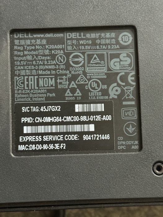 Docking station Dell K20A + Alimentator Dell 130W impecabil