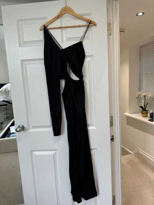 ZARA ROCHIE LUNGA MIDI DECUPATĂ BLOGGER asimetrică Negru o mânecă noua