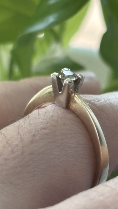 Комплект кольцо, серьги с бриллиантом