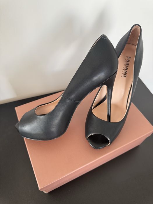 Fabiano елегантни черни обувки/токчета от естествена кожа