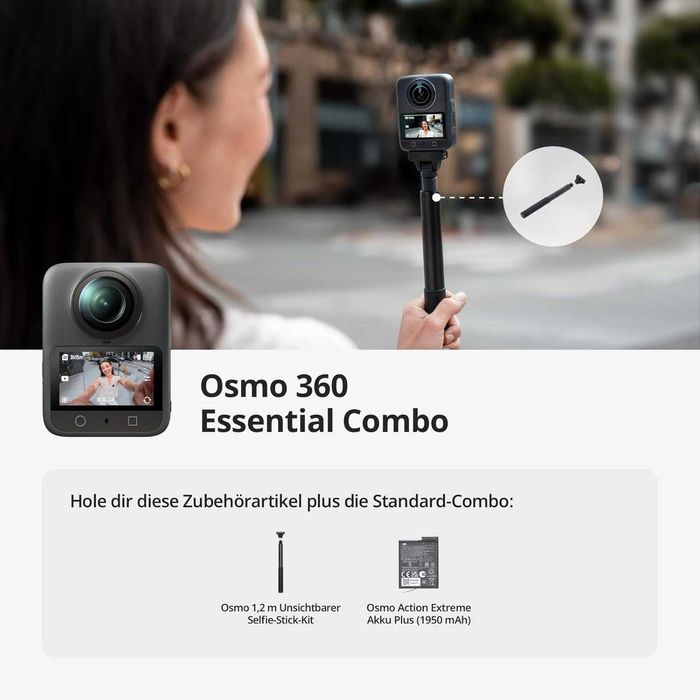 Екшън камера DJI Osmo 360 Essential Combo, Фабрично Запечатана