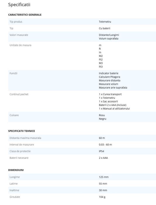 Telemetru laser si boloboc Steinhaus H-60, cu display, 60 metri