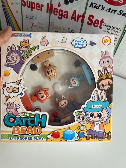 Лот играчки - Комплект за рисуване в куфар 168 части, игра Лабубу и 3D конструктор цвете