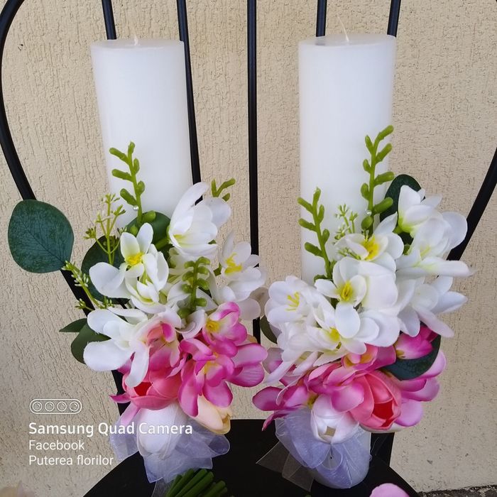 Set nunta din flori artificiale:lalele si frezii