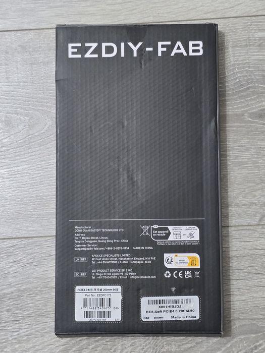 Cablu Riser PCIe 4.0 x16 EZDIY-FAB – 20cm, Conector 90°, Nou