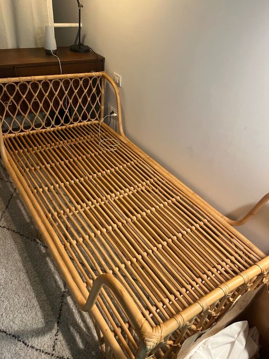 Cadru pat 90/220 ratan zara home si saltea